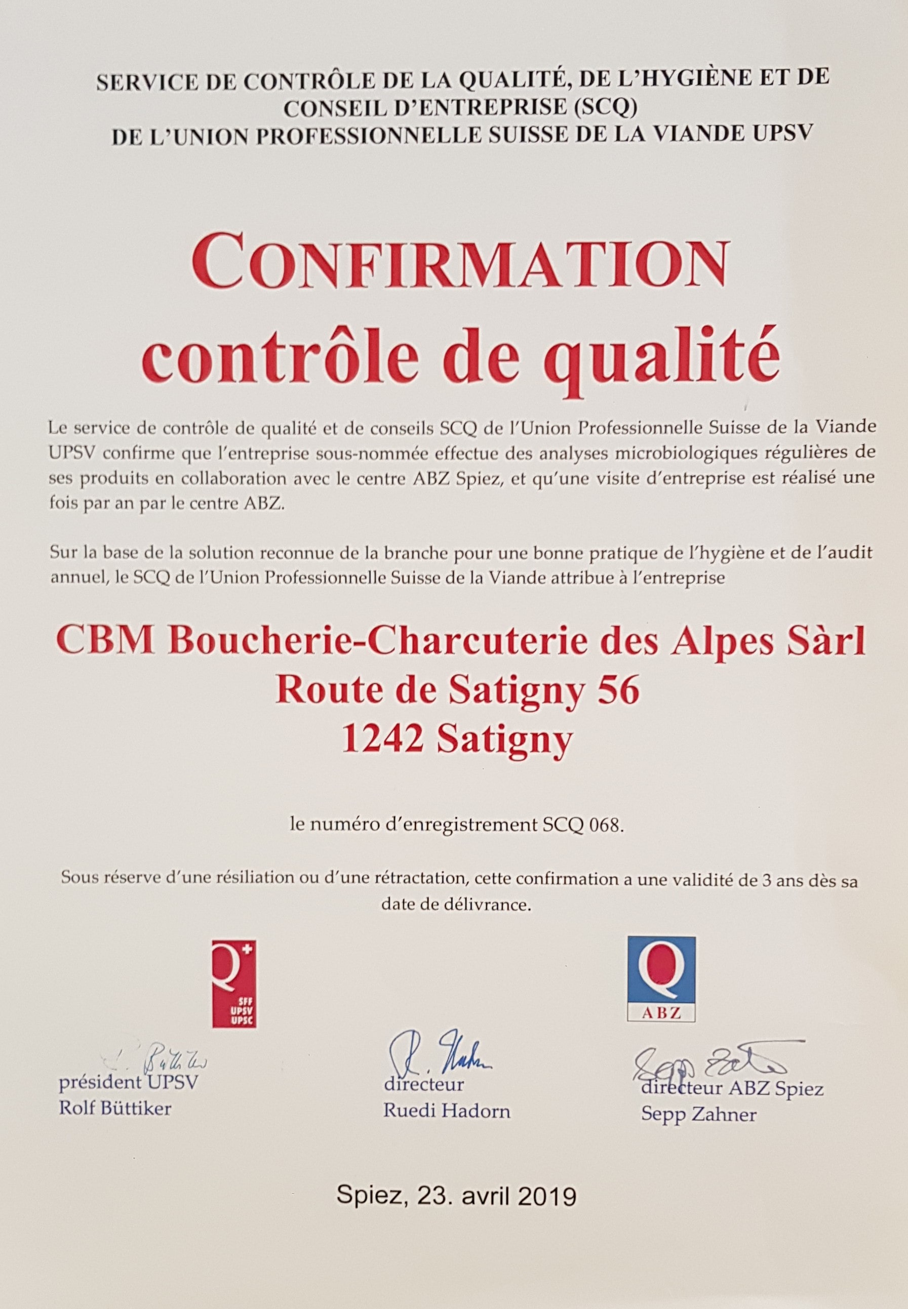 Certificat ABZ